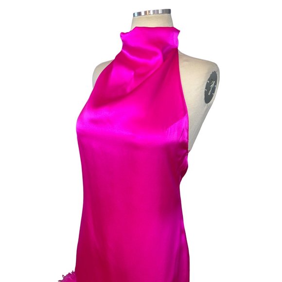 Amanda Uprichard Lunaria Dress in Hot Pink Light Medium New Womens Feather Mini - Picture 5 of 16